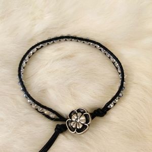 NWOT silver leather bracelet